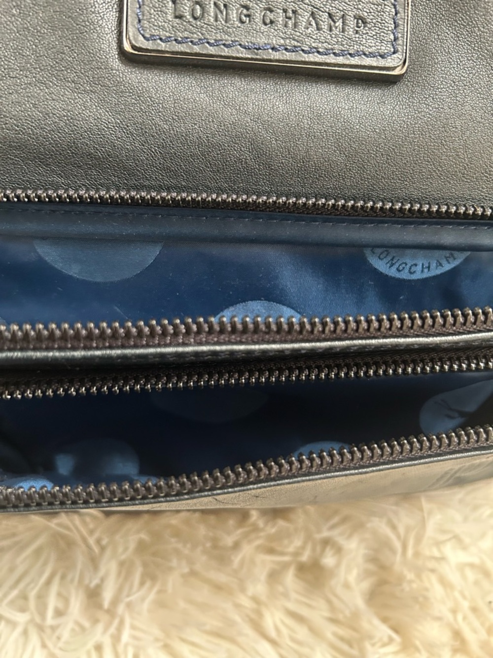 Longchamp Black Vintage Leather Bag Excellent Condition. - Picture 5 of 15